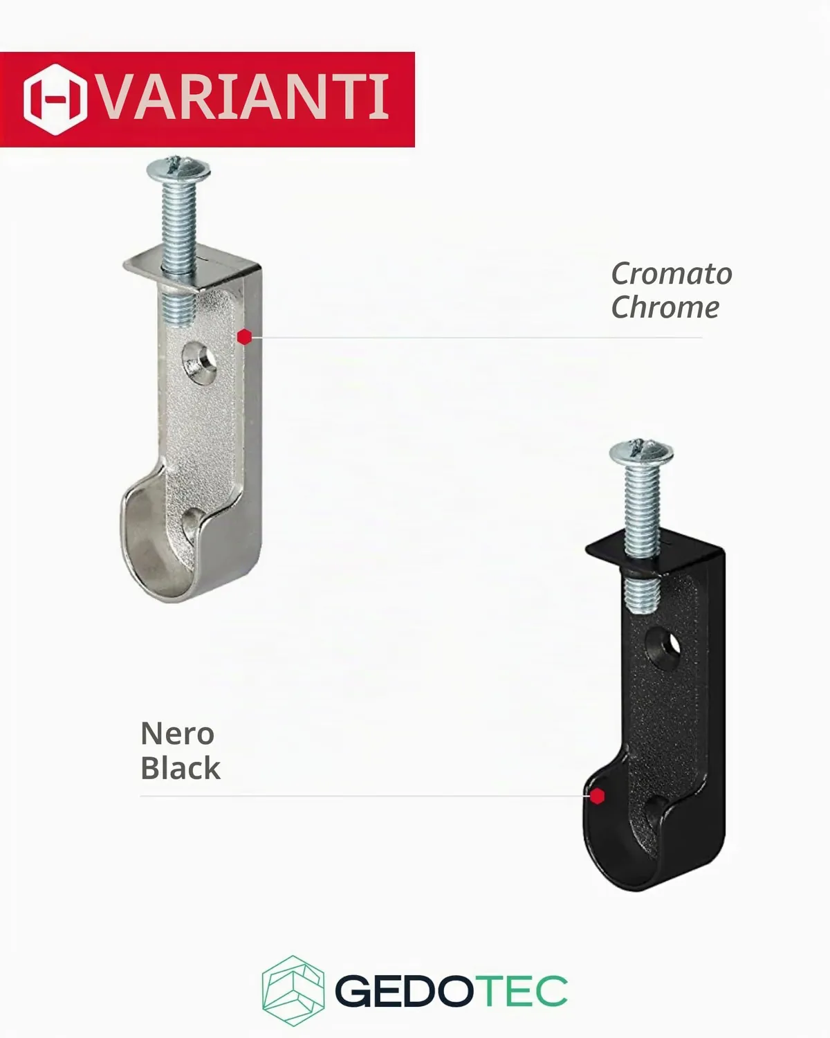 Gedotec supporto asta ovale 30x15 mm cromo 1 pezzo