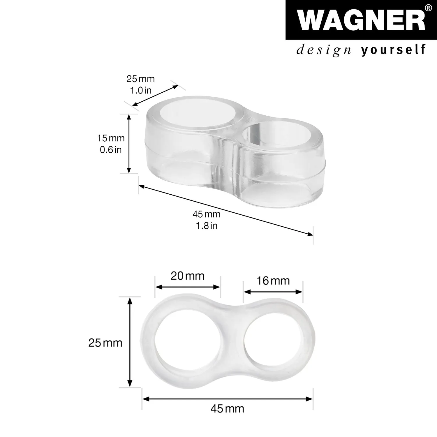 WAGNER Anello Doppio 45x24x15 paracolpo trasparente 4 pezzi