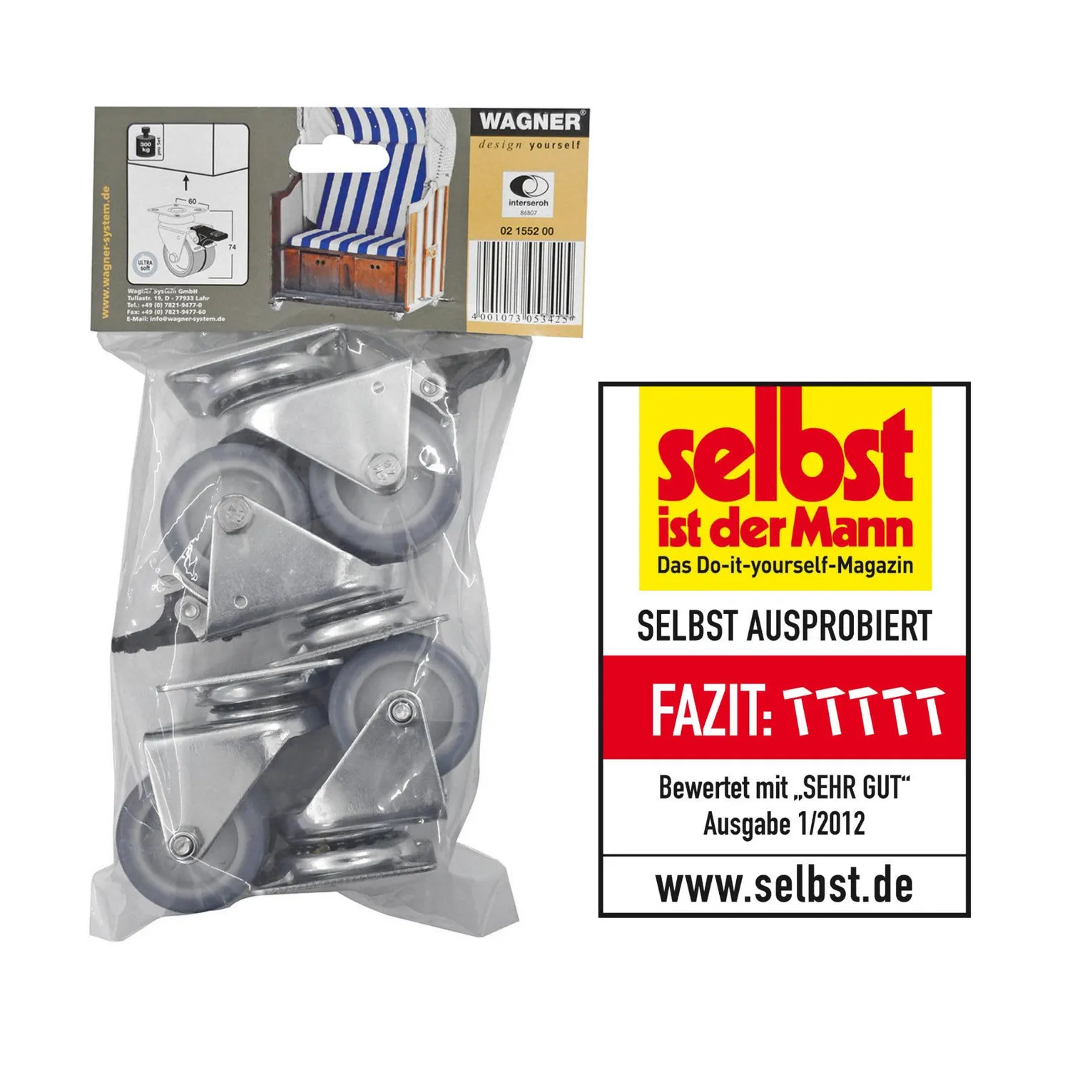Wagner Ultrasoft ruote mobili doppie D50 mm set 4 pezzi