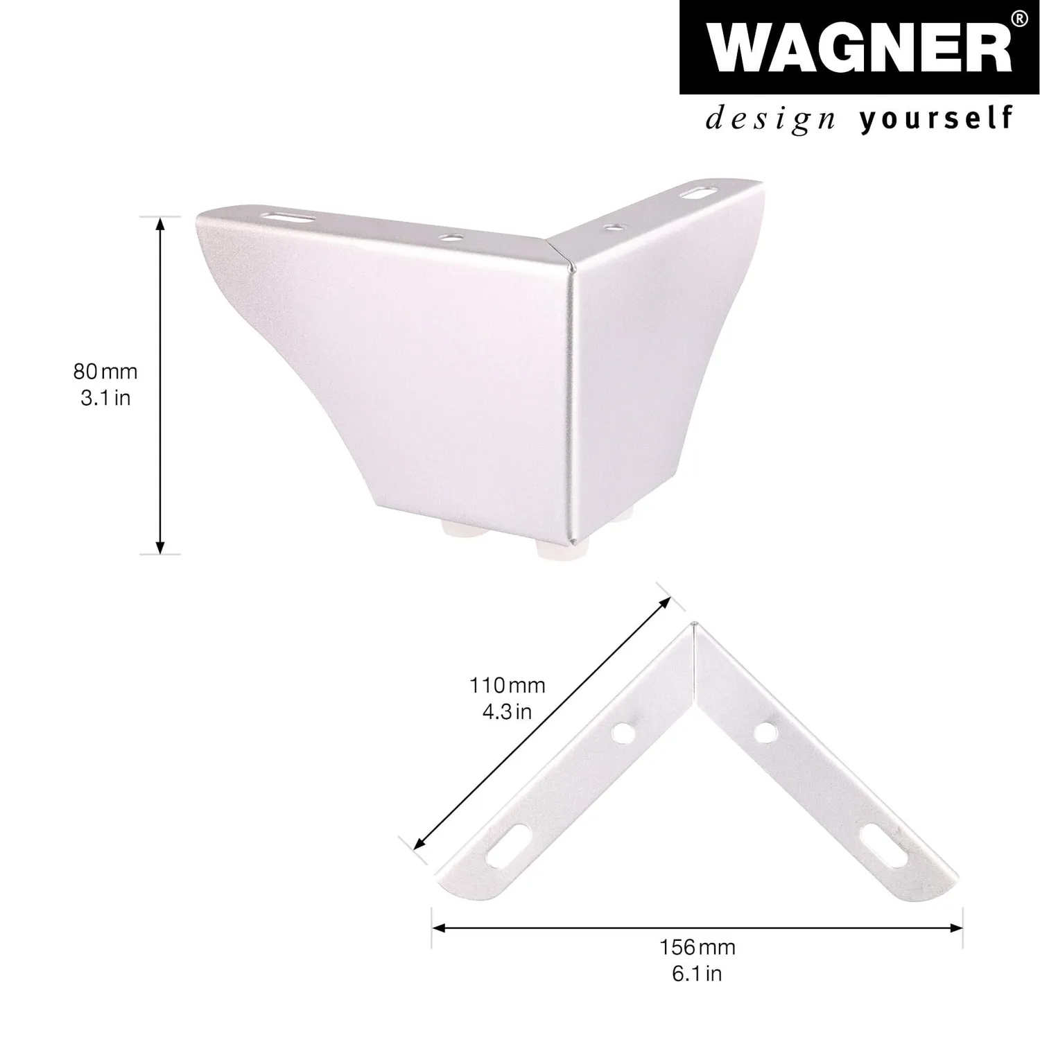 WAGNER Sofa Wing Gamba Mobile 12x12x8 cm Argento