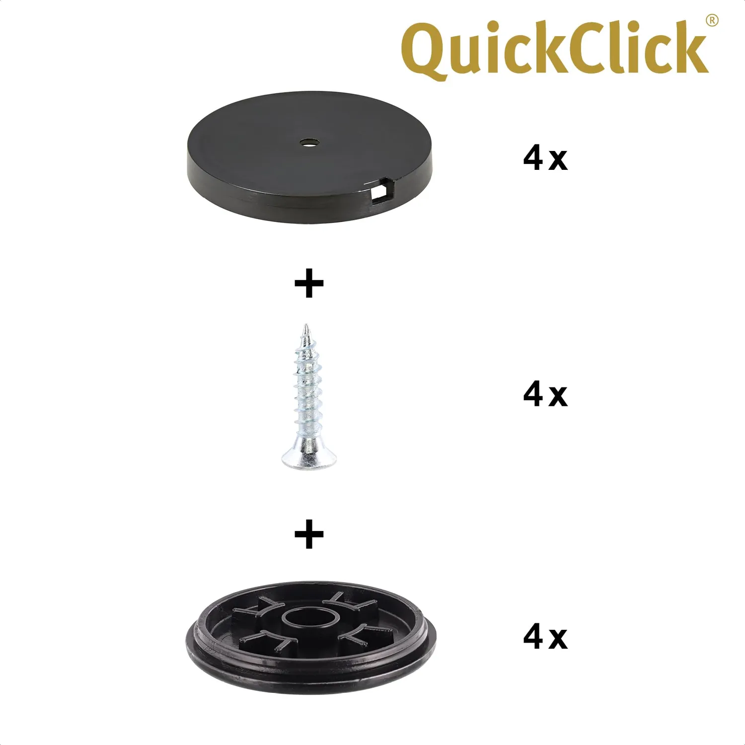 Wagner QuickClick pattini plastica 50 mm neri 4 pezzi