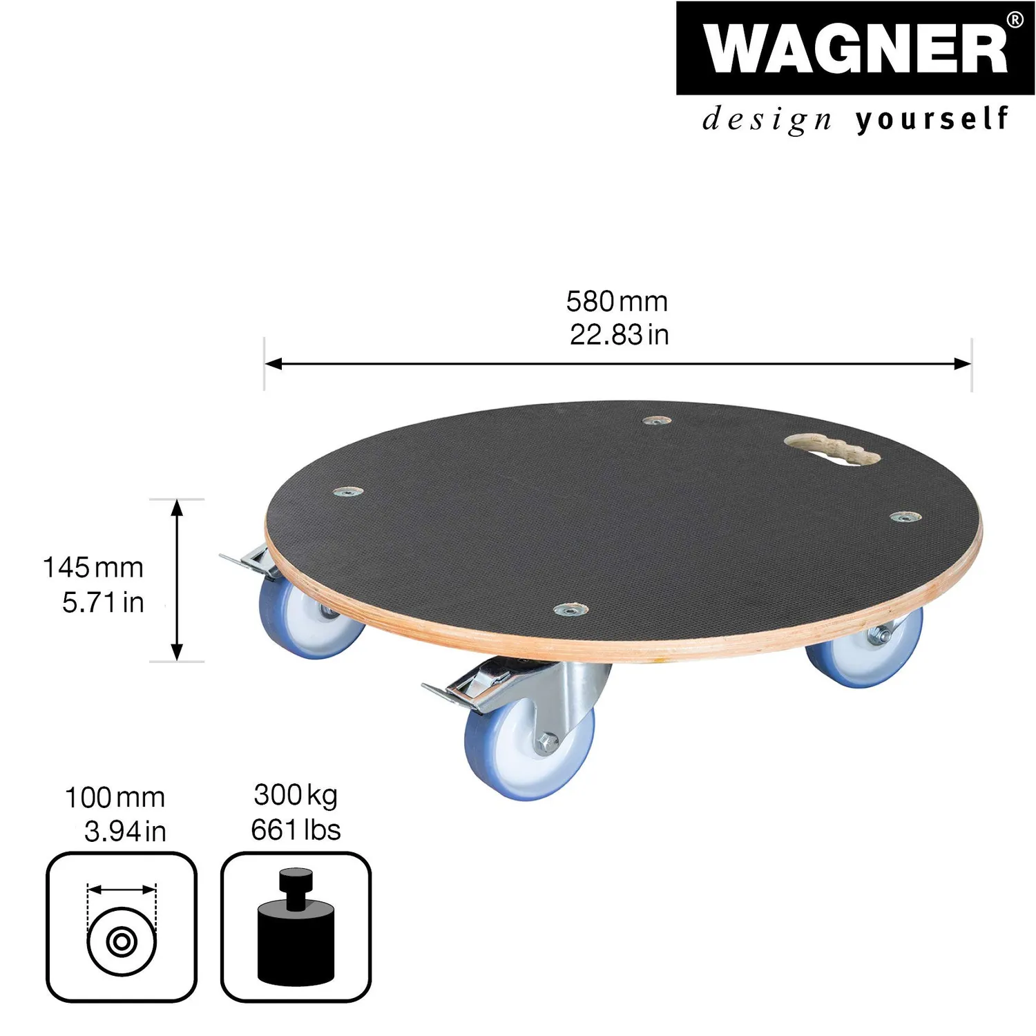 Wagner carrello portavaso legno Ø 58 cm marrone da esterno