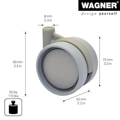 Wagner Design RO 0066 doppia rotella mobili Ø75 mm perno 8 mm