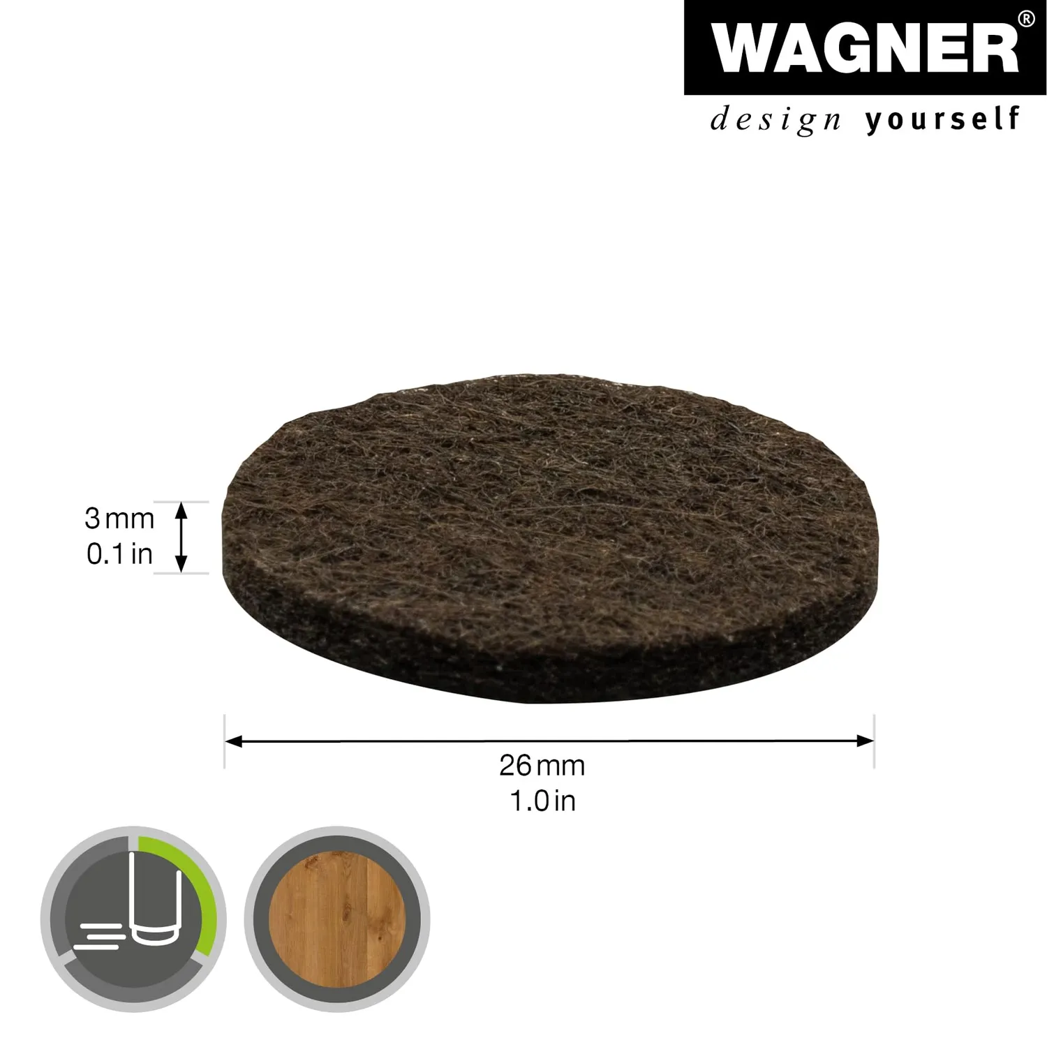 Wagner 15132699 EH 1326 feltrini adesivi marroni 24 pezzi