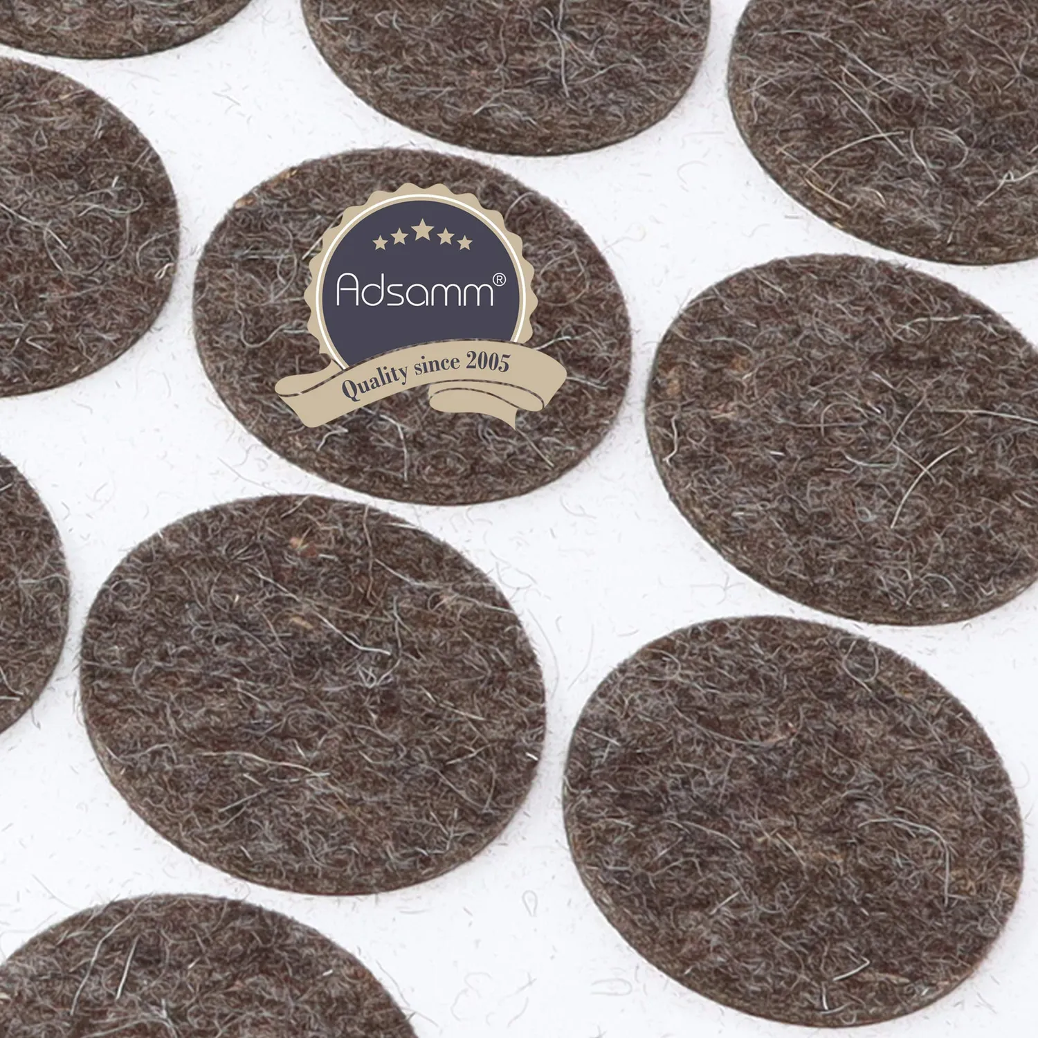 Adsamm Quality feltrini lana Ø 36 mm marrone 54 pezzi 3 mm