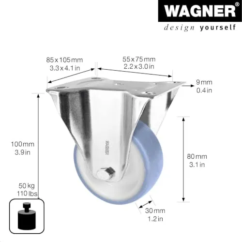 Wagner RO 8680 rullo fisso Ø80 mm blu 50 kg