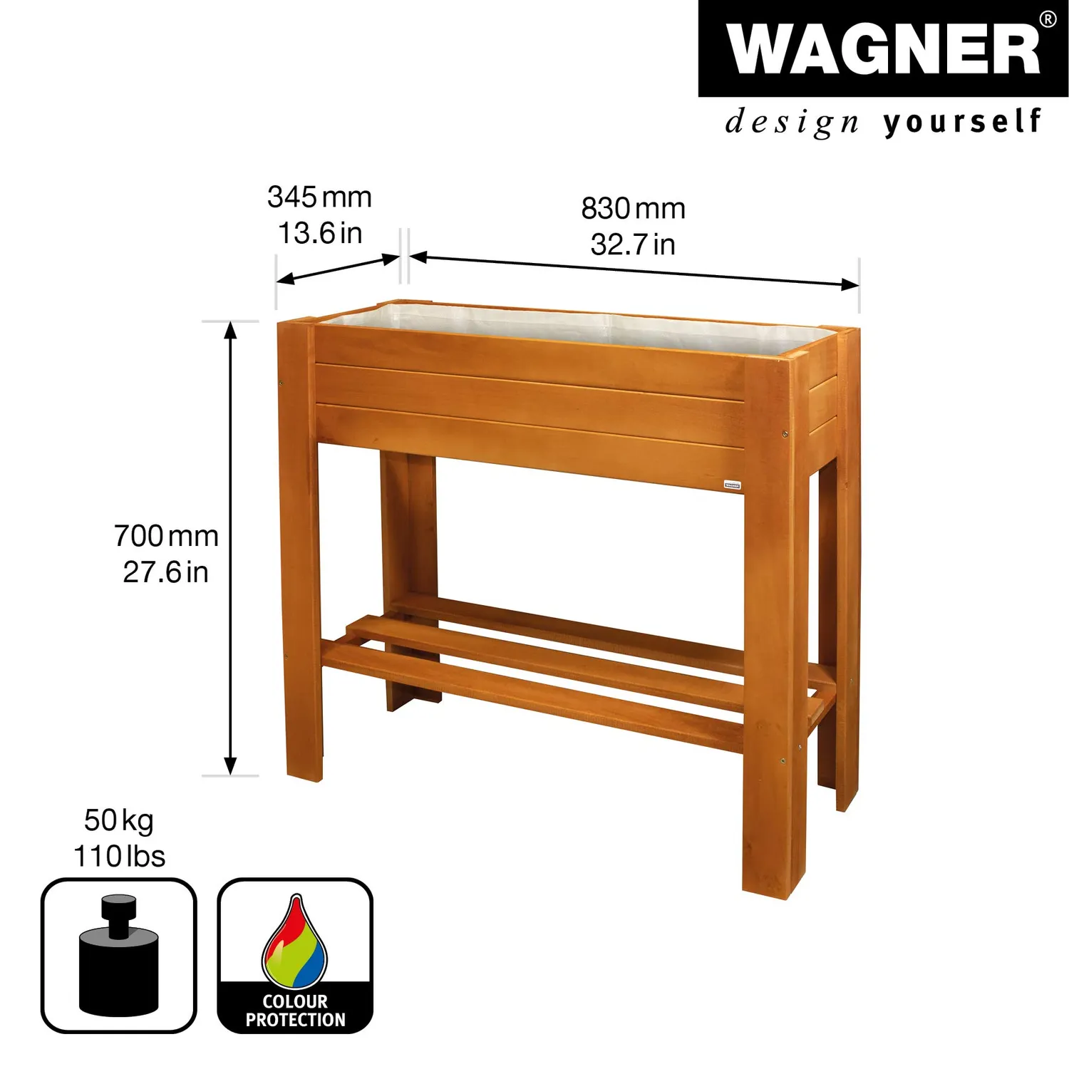 Wagner GreenBOX Light aiuola rialzata castagno 70x83 cm