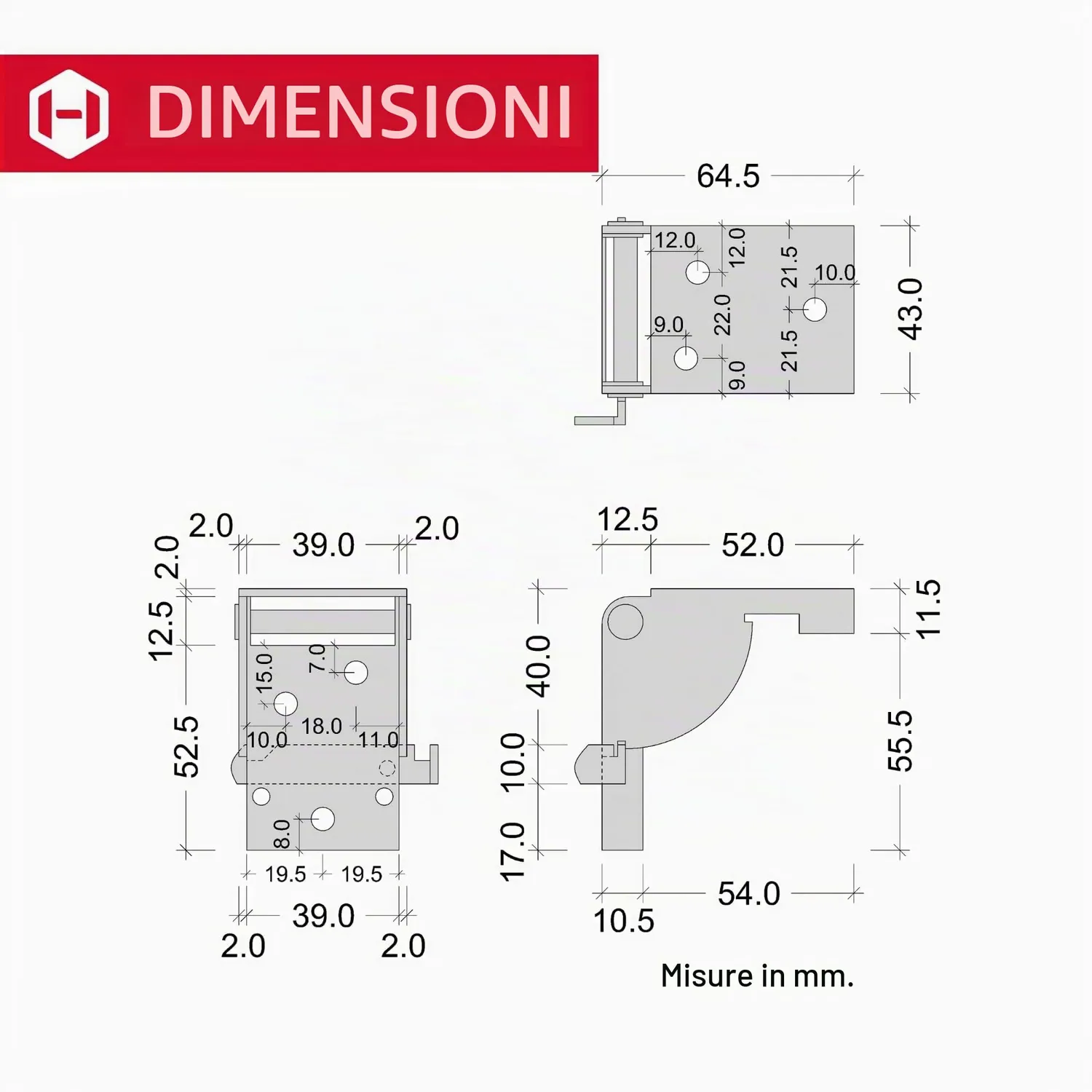 Gedotec cerniera ribaltabile 10,6x10 cm 1 paio zincata