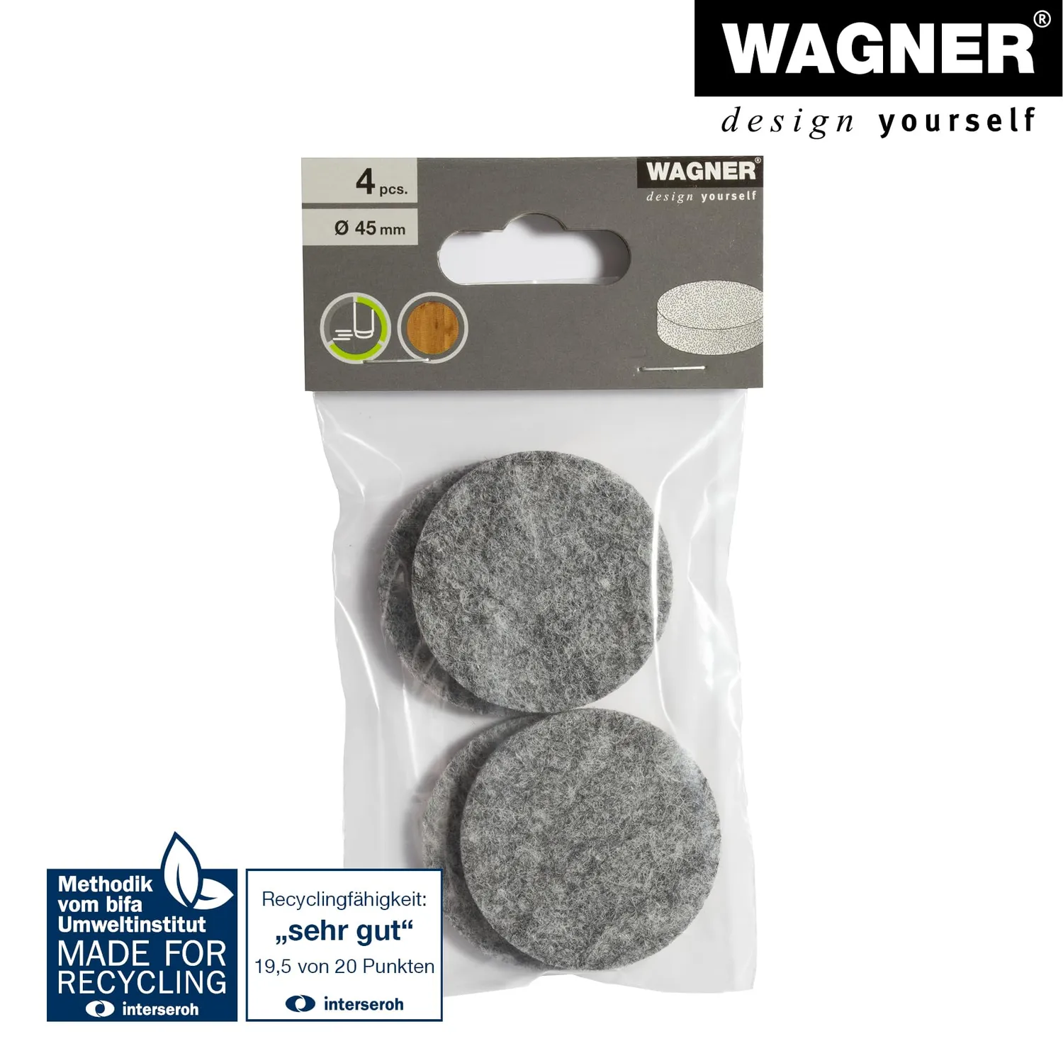 Wagner Big Pads 15124599 feltrini Ø45 mm grigi 4 pezzi extra spessi