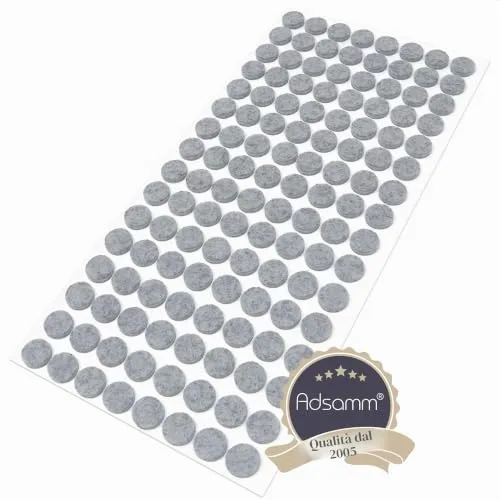 Adsamm Feltrini Adesivi Ø12 mm Grigi Rotondi 128 pz 3,5 mm