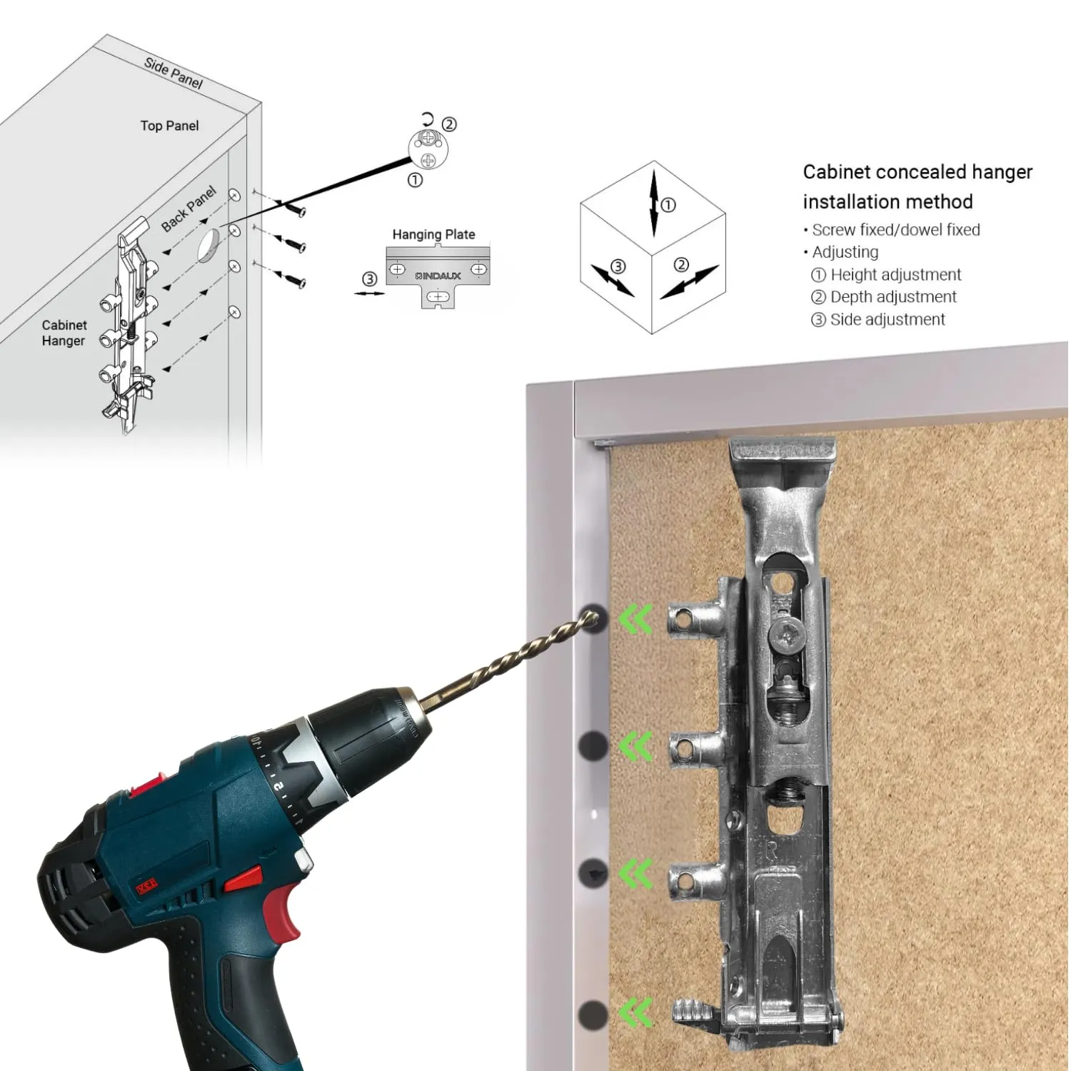 Indaux Traser-6 attaccaglie invisibili coppia 65 kg kit montaggio