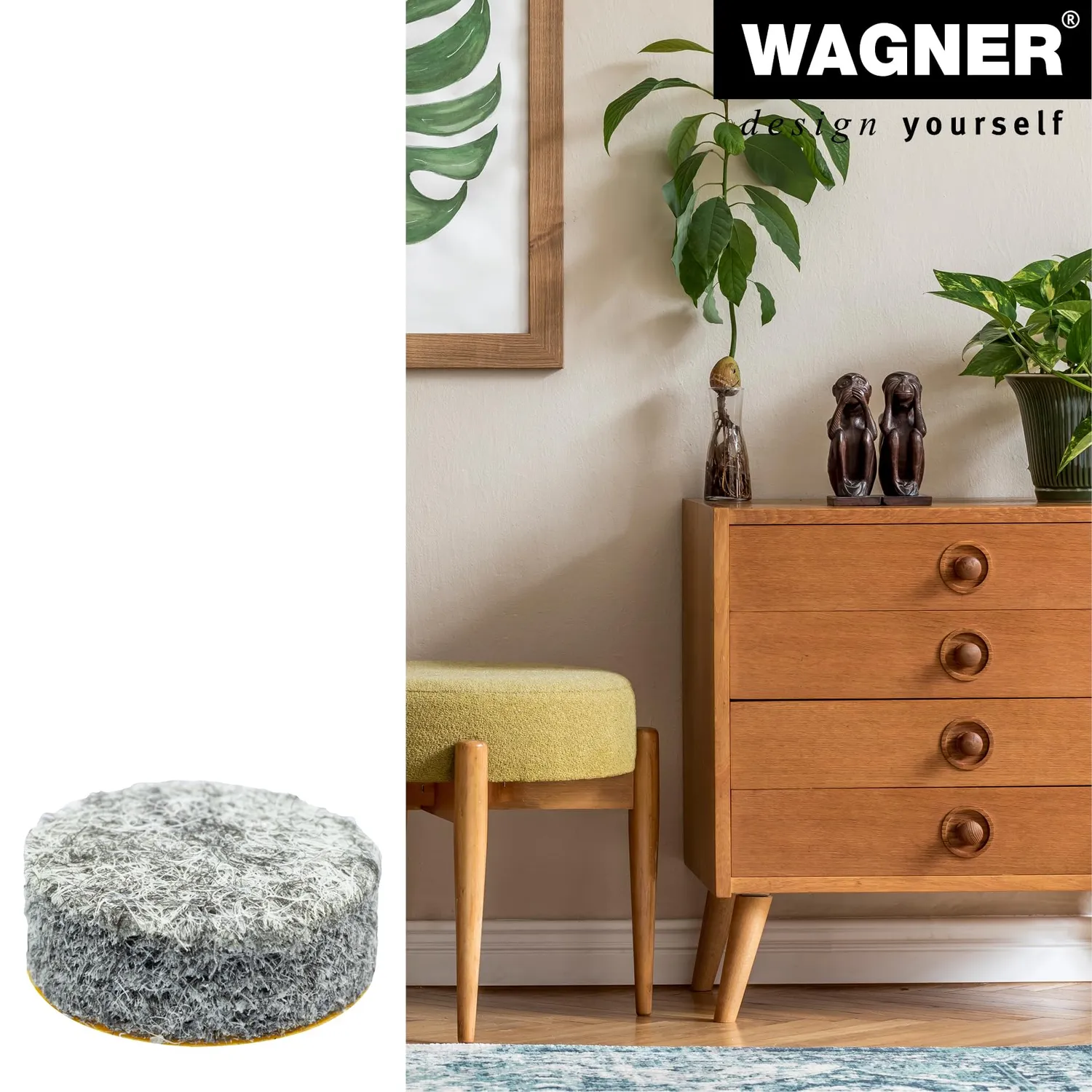 Wagner EH 1215 feltrini adesivi tondi 16 pezzi grigi extra