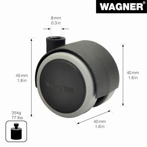 Wagner 01072601 rullo doppio per mobili Ø40x45 mm 35 kg