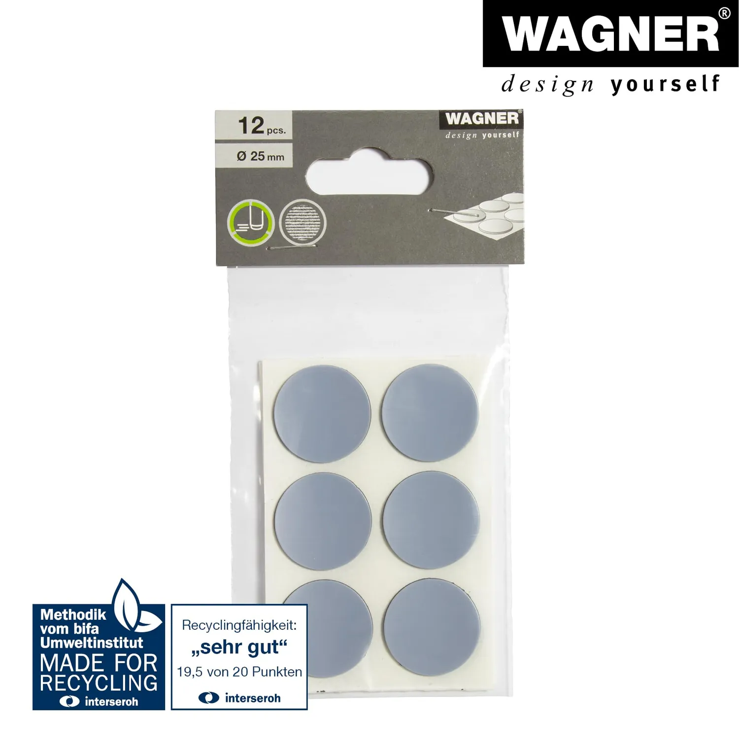 Wagner EH 1125 pattini PTFE Ø25 mm 12 pezzi grigi scorrevoli