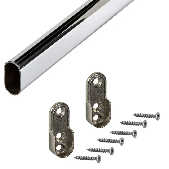 Gedotec asta appendiabiti ovale 1500 mm acciaio cromato 1 pz