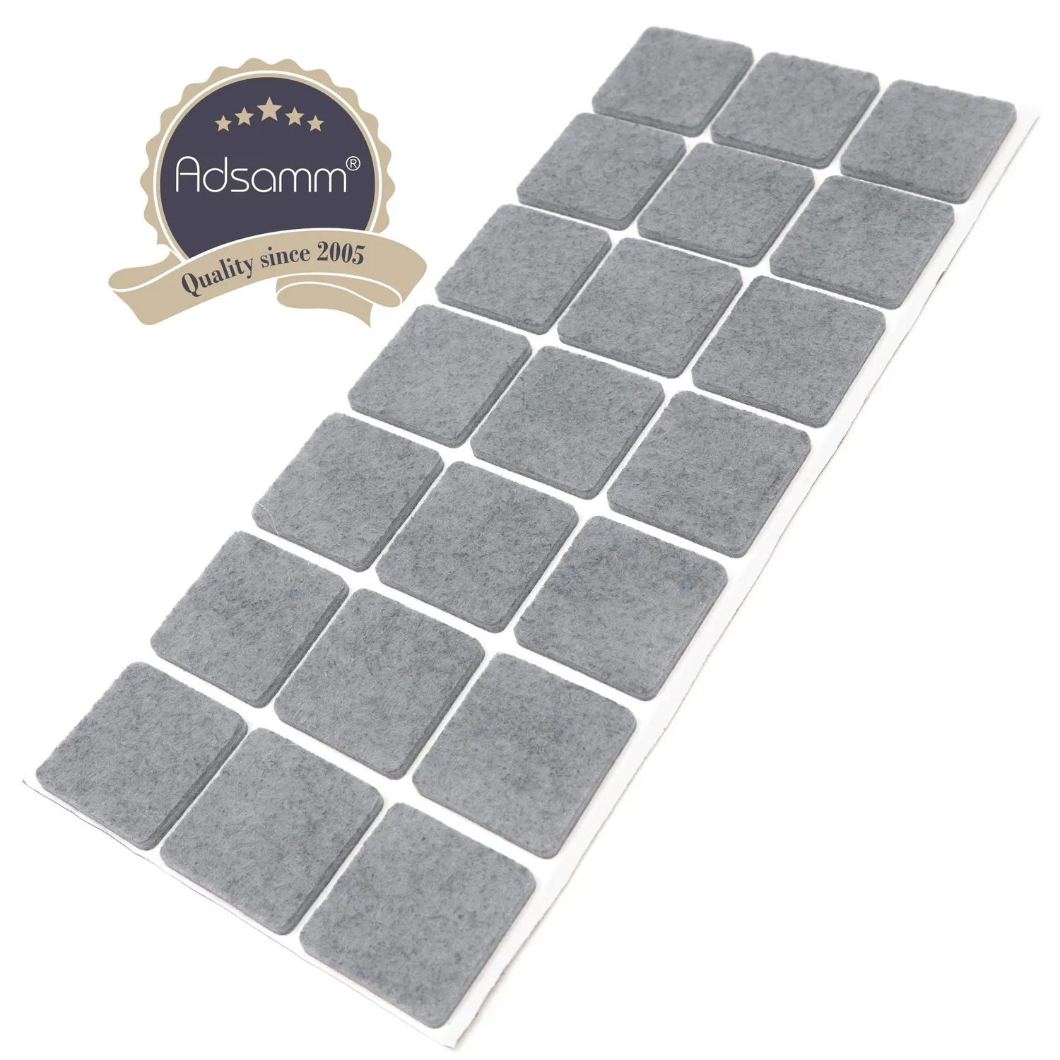 Adsamm feltrini autoadesivi quadrati 30x30 mm grigi 21 pezzi 3,5 mm