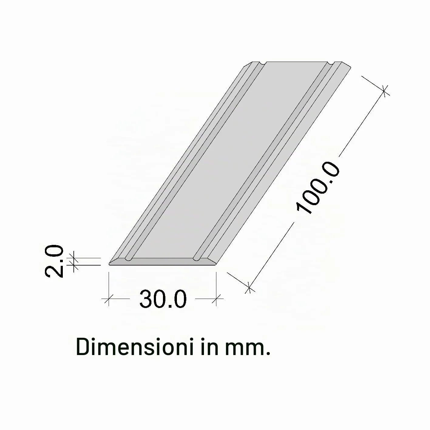 Gedotec profilo transizione alluminio bronzo 100 cm 30 mm