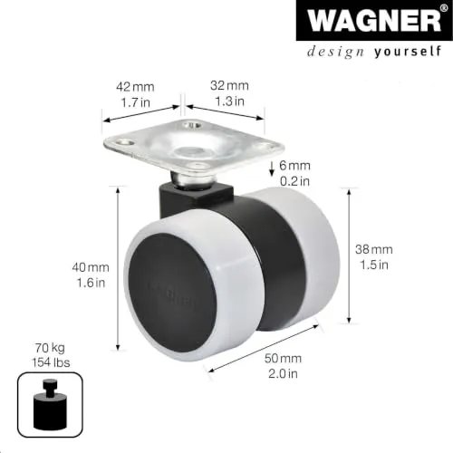 Wagner Design 01024189 rotella doppia morbida 38 mm 70 kg