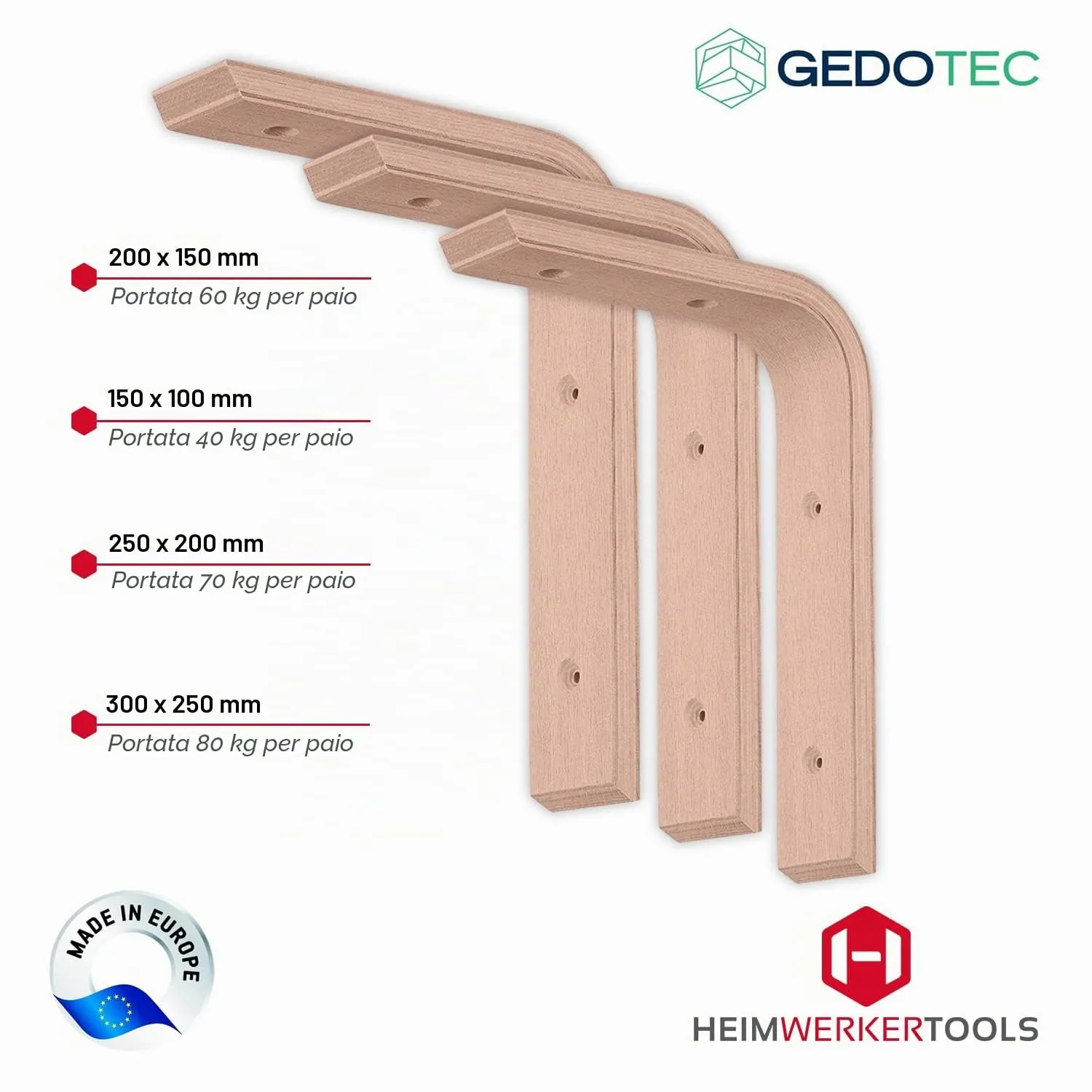 Gedotec Country reggimensola faggio 150x100 mm 2 pezzi