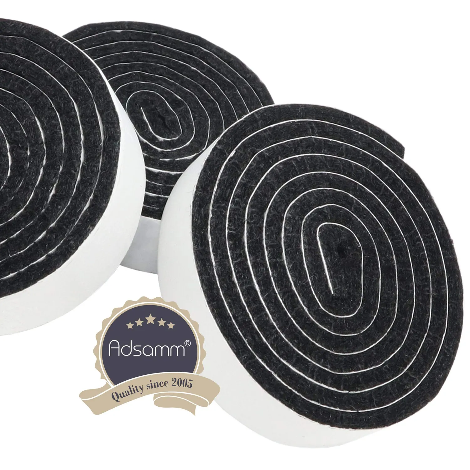 Adsamm Nastro feltro autoadesivo nero 19mm 3 rotoli