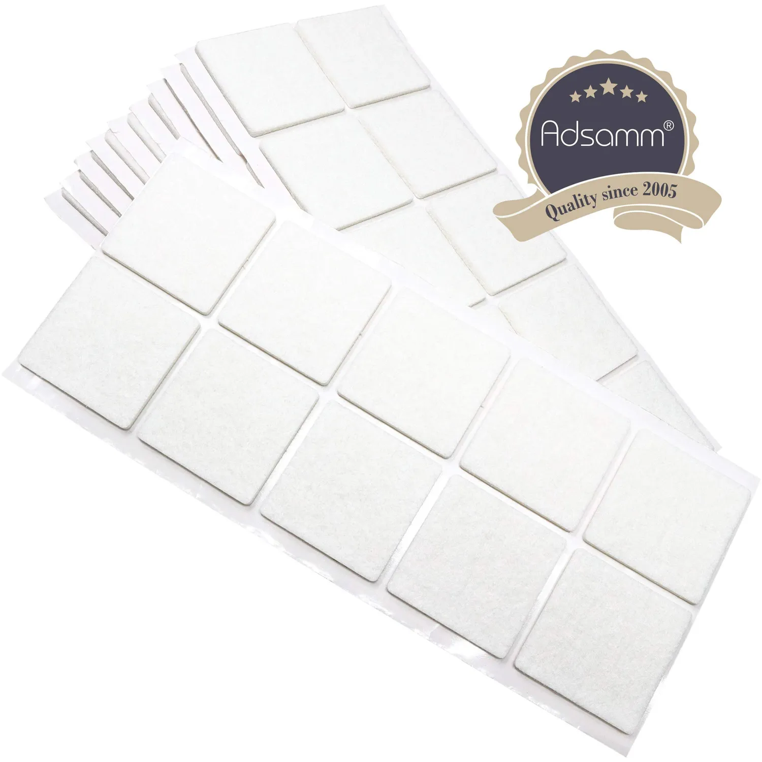 Adsamm Feltrini Autoadesivi 45x45 mm 100 Pezzi Bianchi Sottili