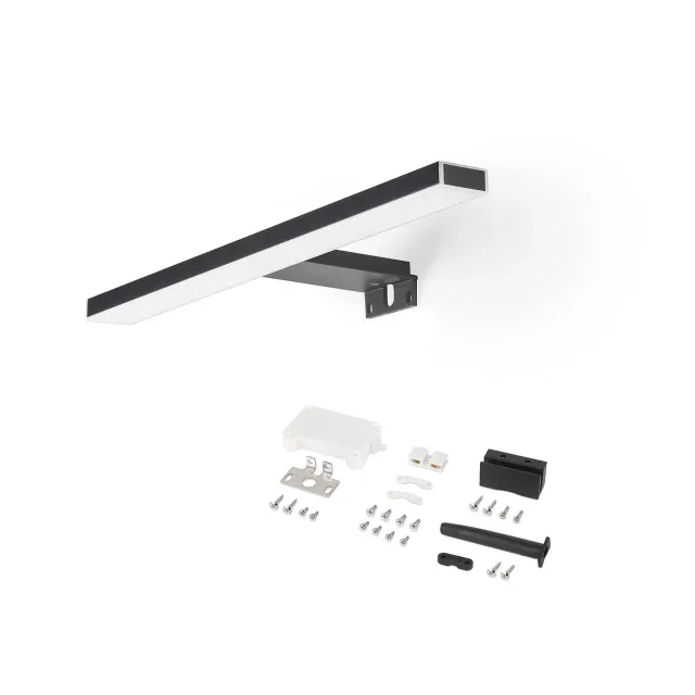 Emuca faretto LED specchio bagno IP44 nero 280 mm