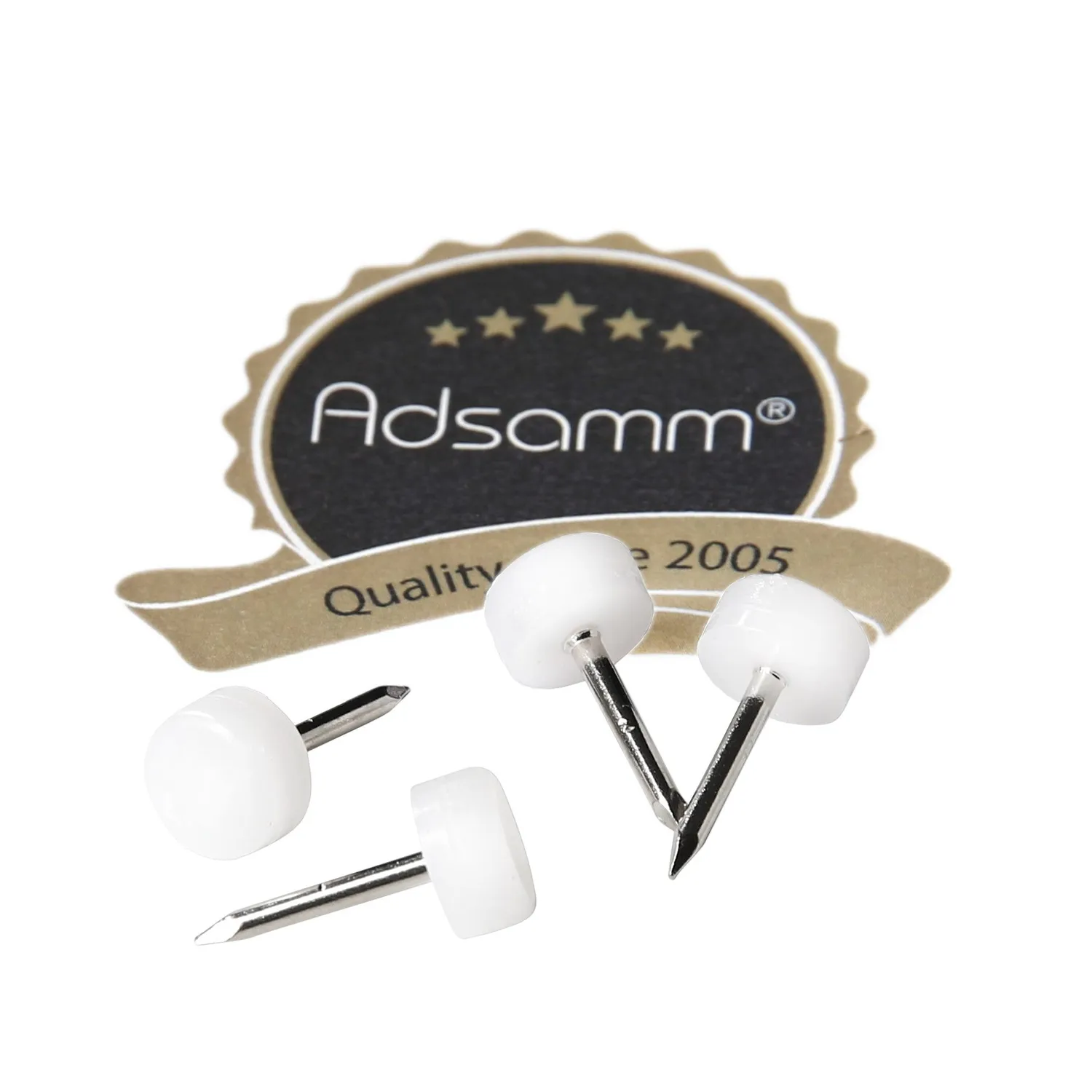 Adsamm PG-N-WH-10-4 pattini bianchi Ø10 mm 4 pezzi con chiodo