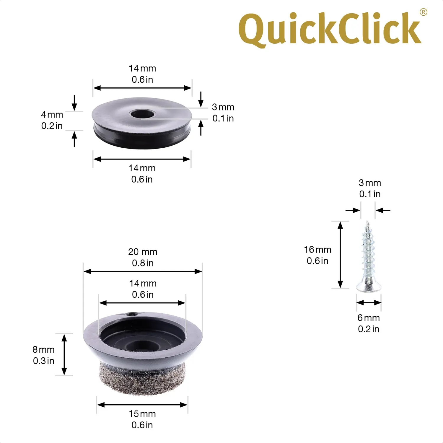 Wagner QuickClick 16791199 feltrini avvitare 20 mm 4pz parquet