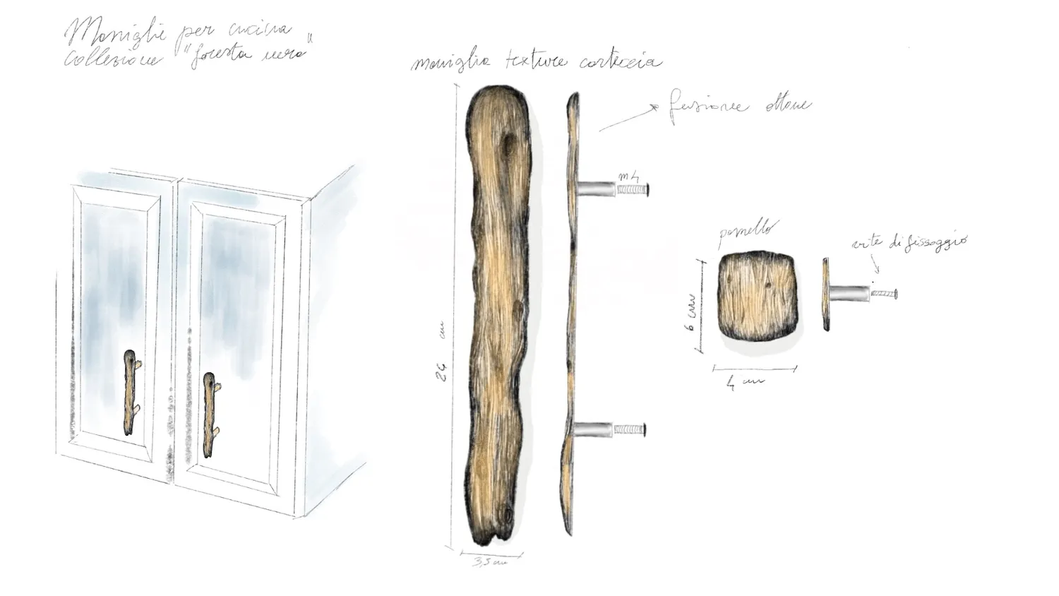 NIVA Design Foresta Nera Betulla maniglia ottone