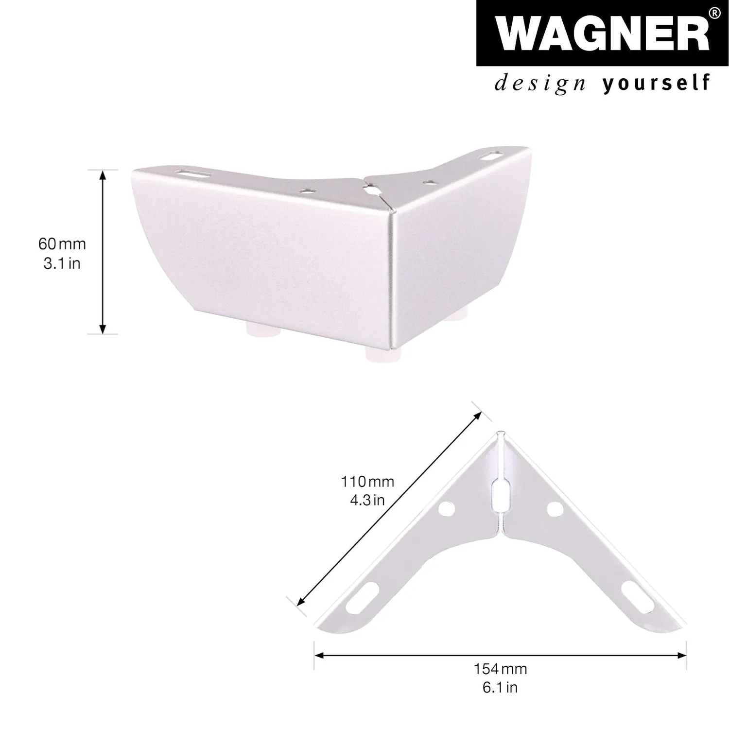Wagner Sofa Wing ST 0441 piedino divano acciaio 6 cm