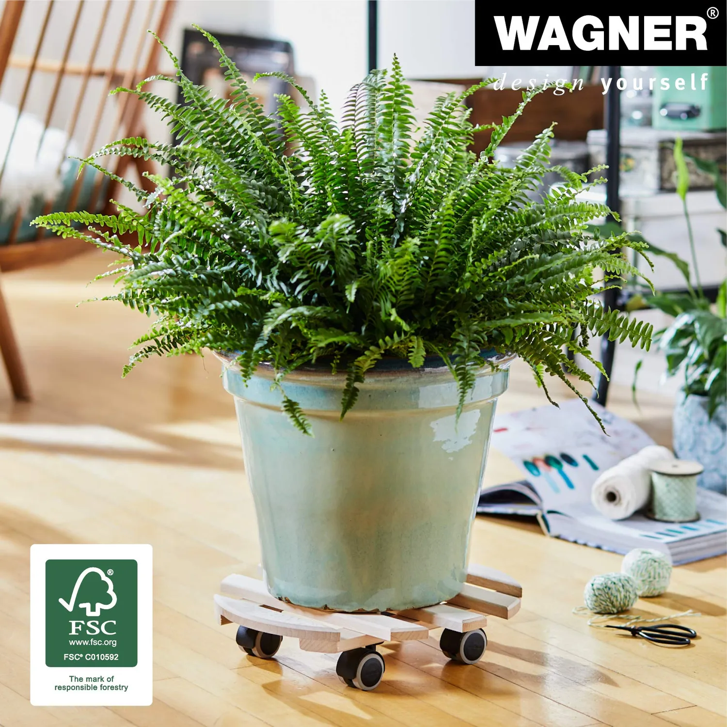 Wagner Paletti carrello piante sottovaso rotondo faggio