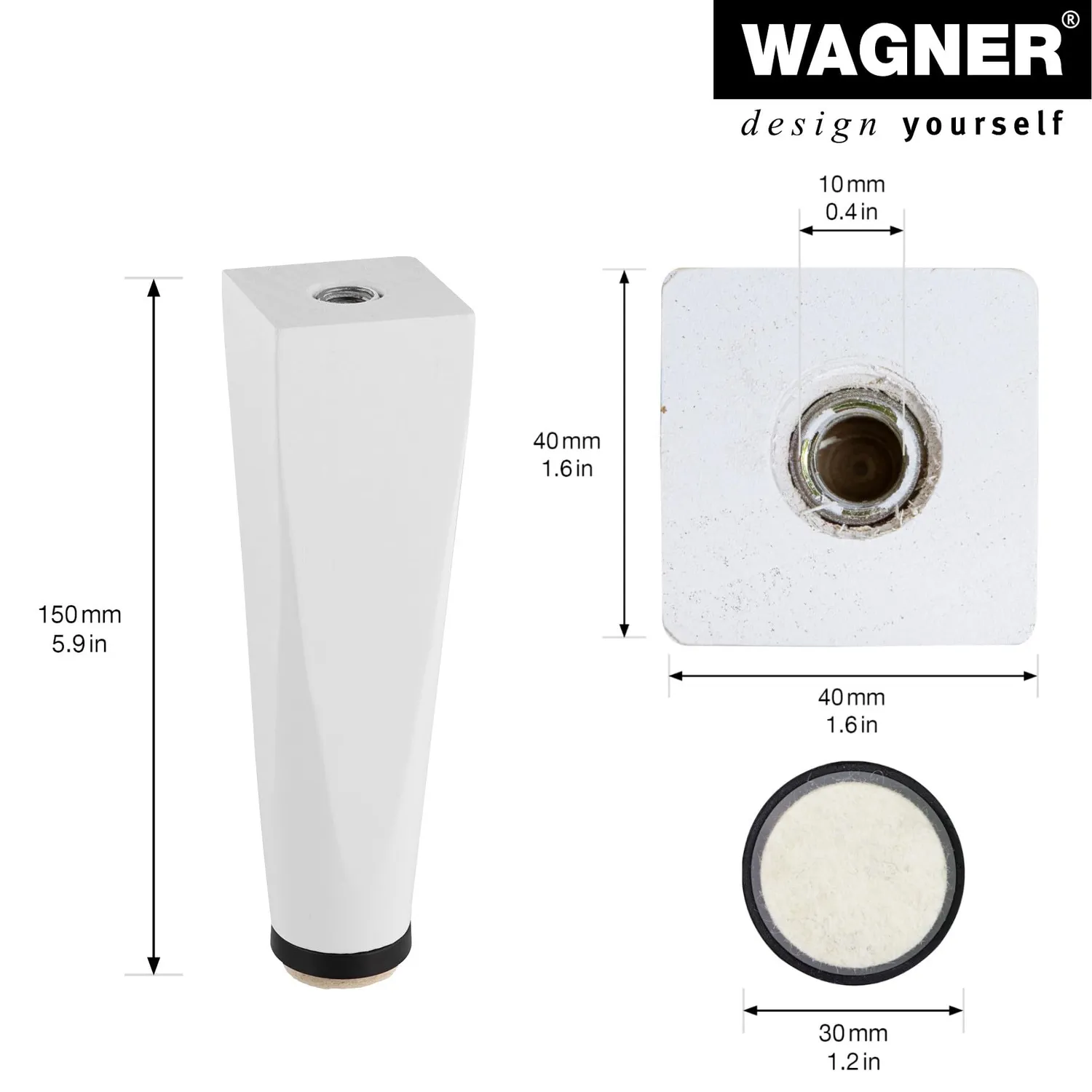 Wagner Design ST 7240 gamba mobile legno pino 150 mm 1 pz
