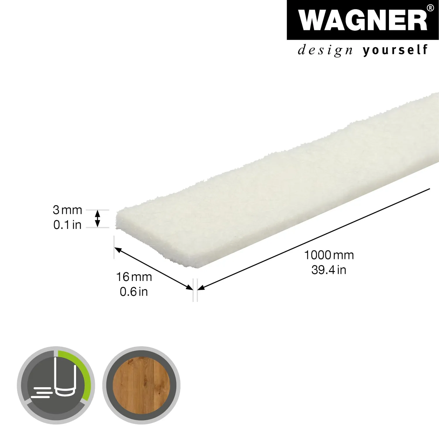 Wagner EH 1210 15121099 rotolo feltro 16mm x 1m autoadesivo bianco