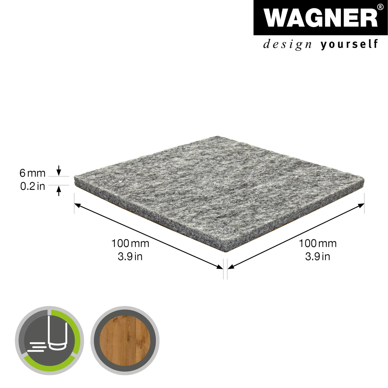 Wagner Big Pads 15120099 feltro 100x100 mm grigio