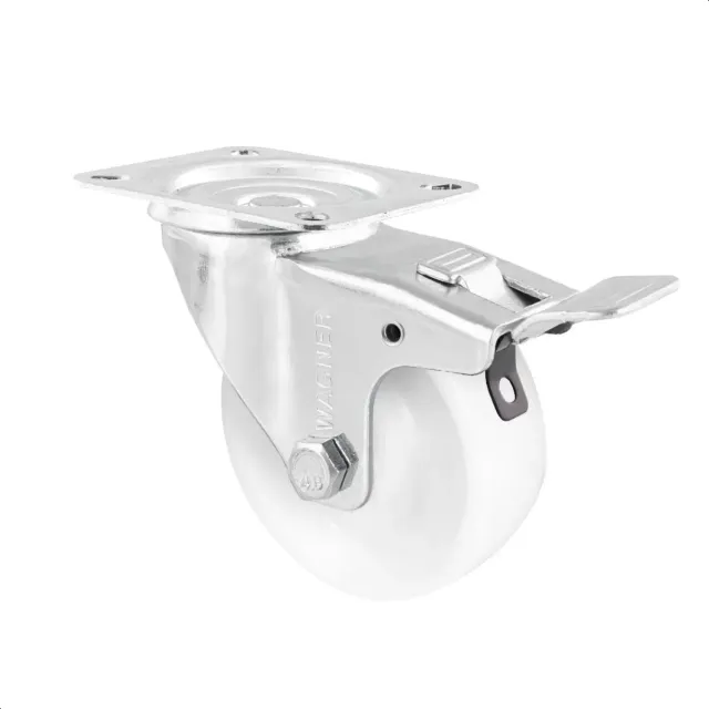 Wagner 04758001 rotella girevole bianca 80 mm con freno 1 pz