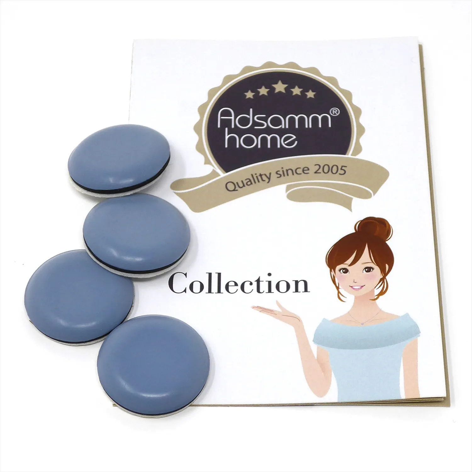Adsamm Pattini PTFE Adesivi Tondi 25 mm 4 Pezzi Grigio