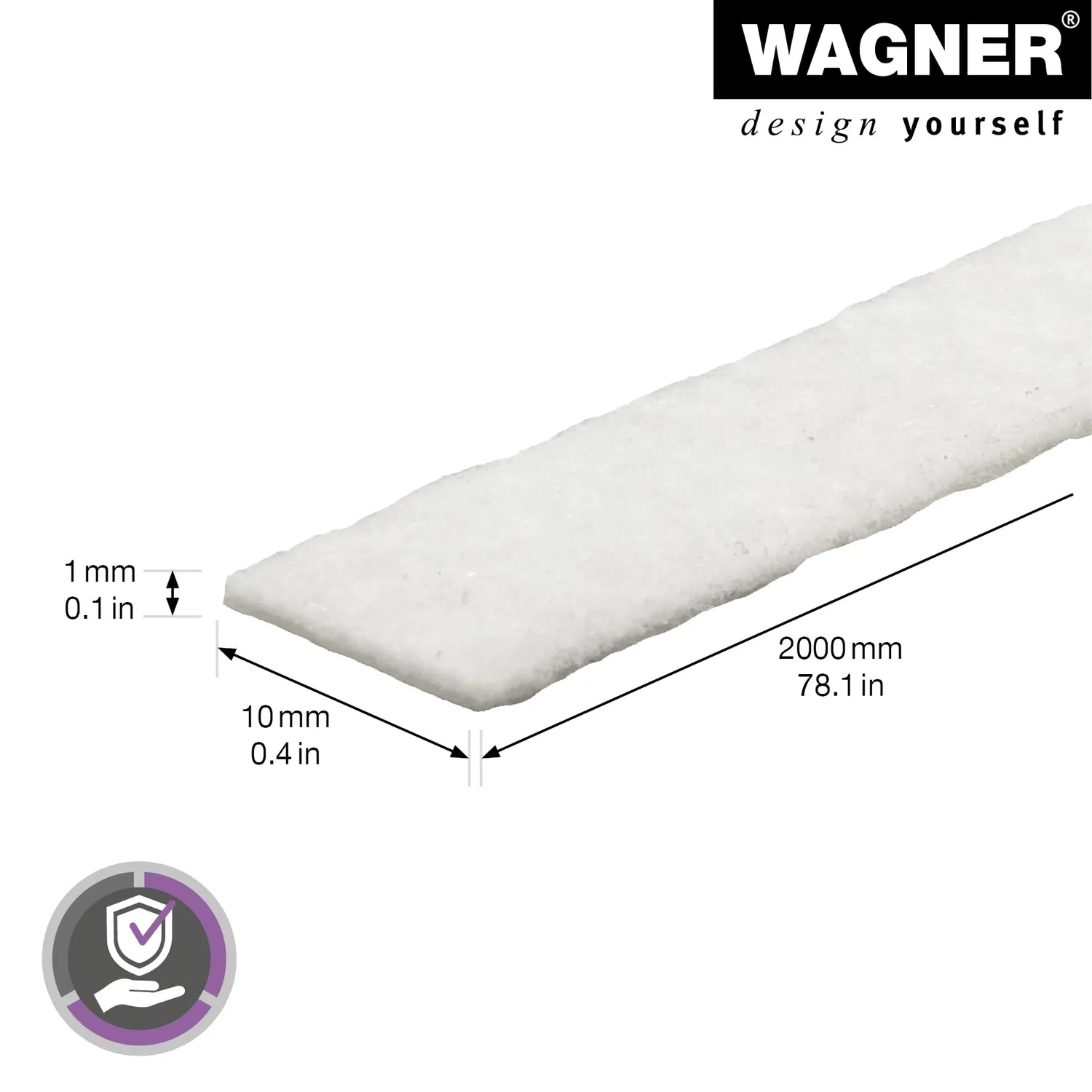 Wagner EH 0001 15000199 rotolo feltro adesivo bianco 10mmx2m sottile