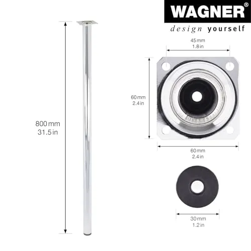 Wagner Classic Retro gamba tavolo Ø30x800 mm cromata