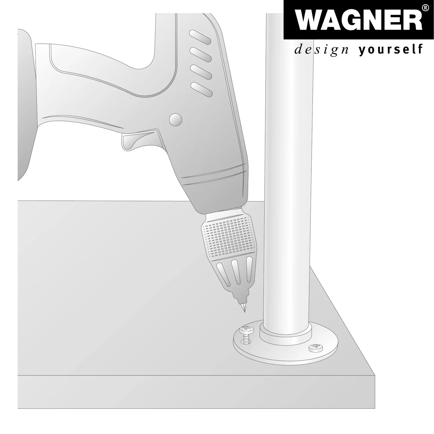 Wagner Industrial Pipe gamba mobile nera 400 mm 32 mm