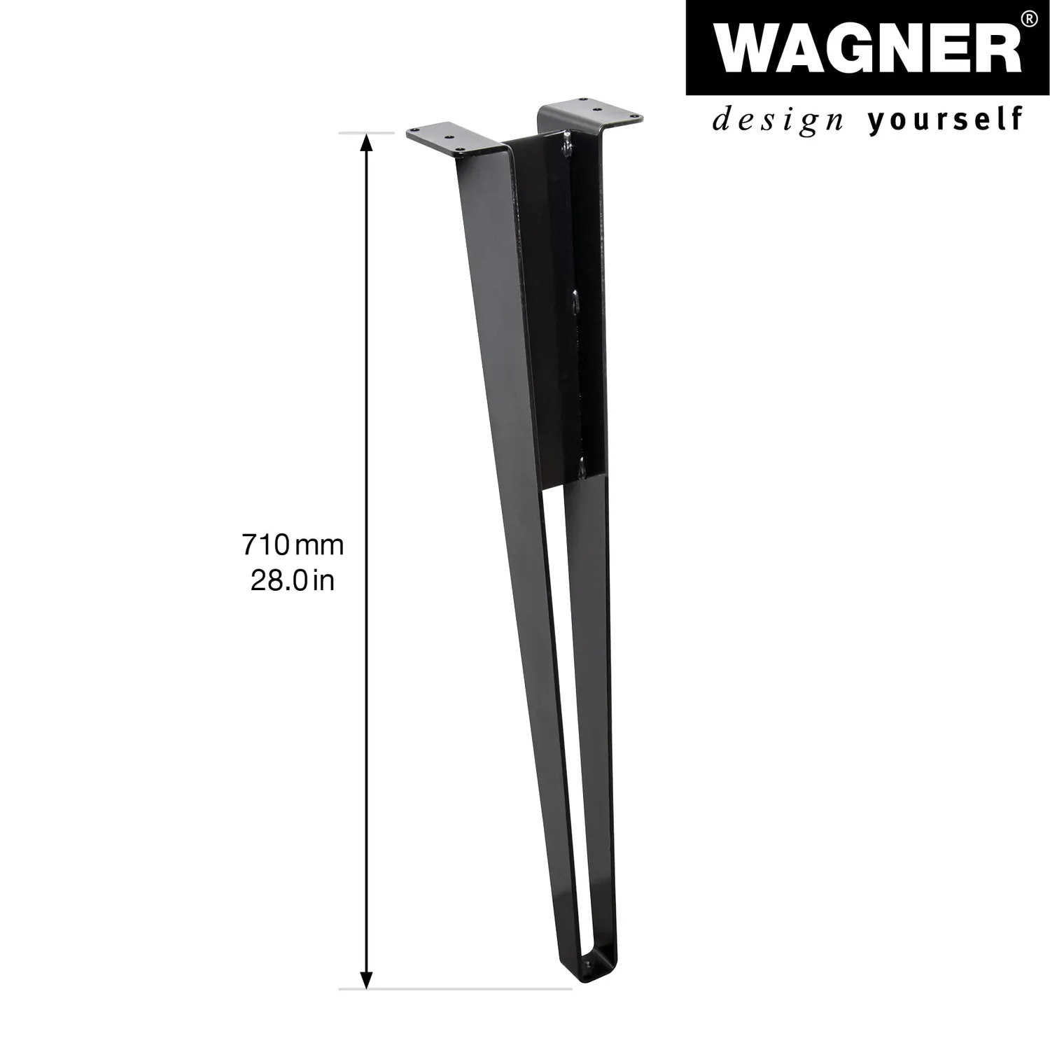 Wagner V-Style ST 0671 gamba tavolo 71 cm nera opaca