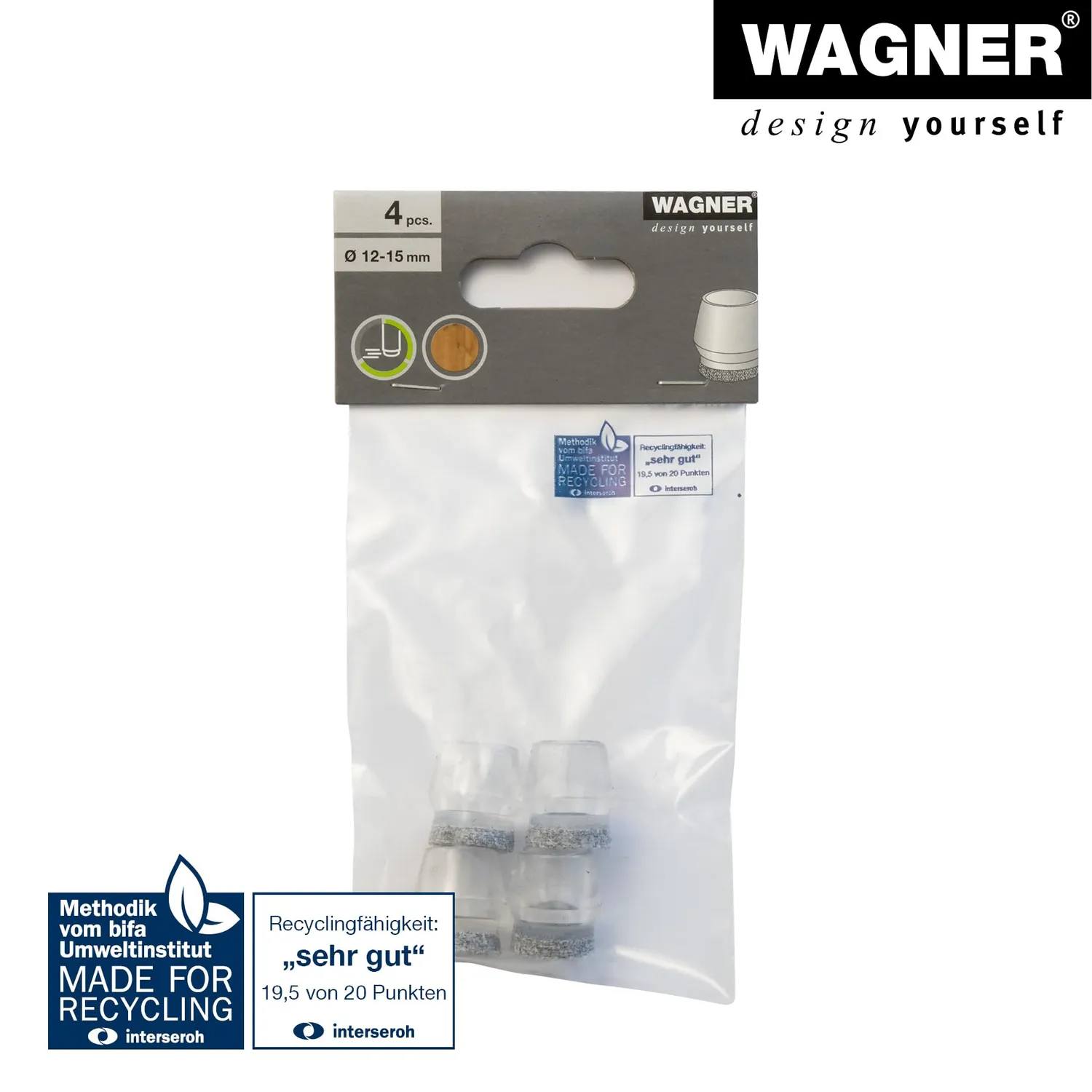 Wagner EH 0555 tappi con feltro 4 pezzi Ø12-17 mm trasparenti