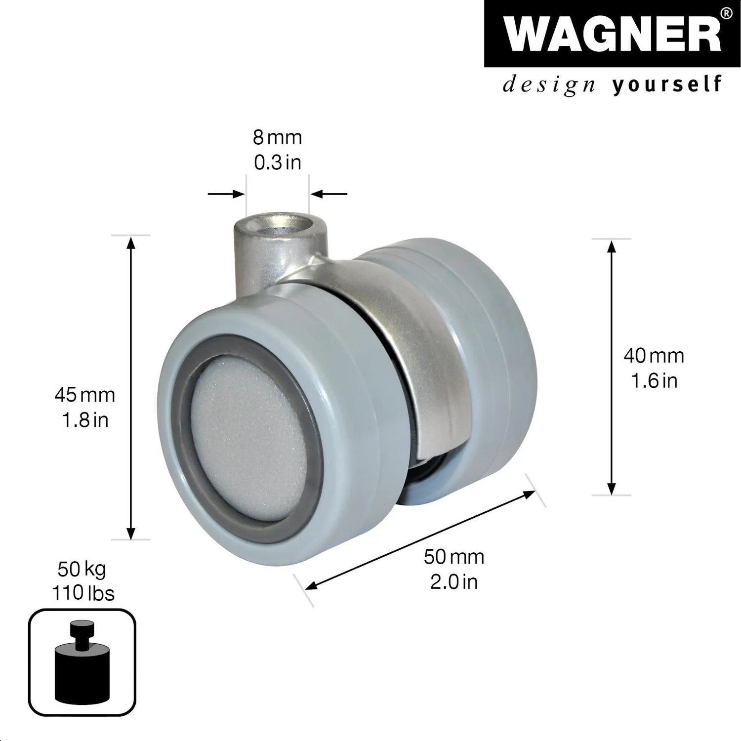 Wagner Design RO 0065 rotella doppia mobile 40 mm argento