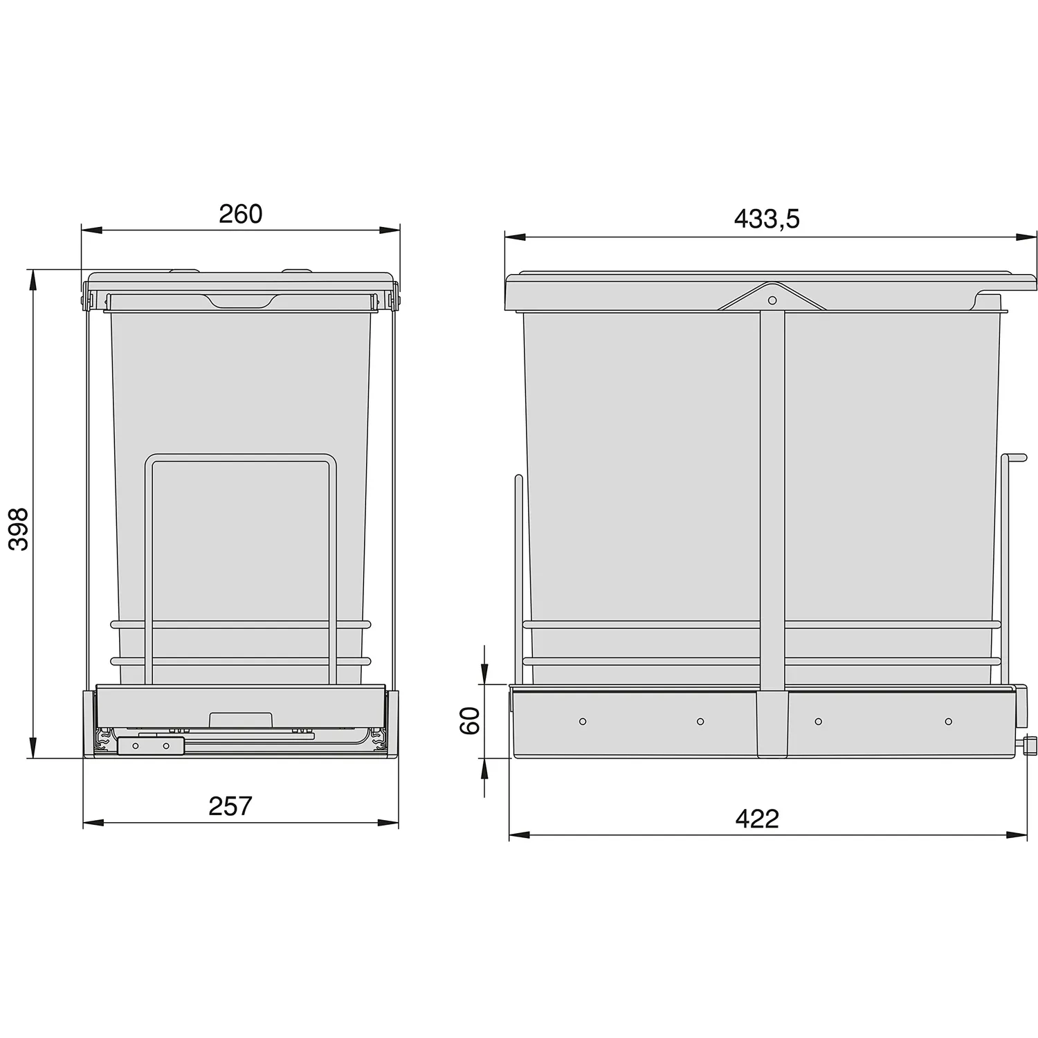 Emuca Harmony 2x12 L pattumiera incasso antracite