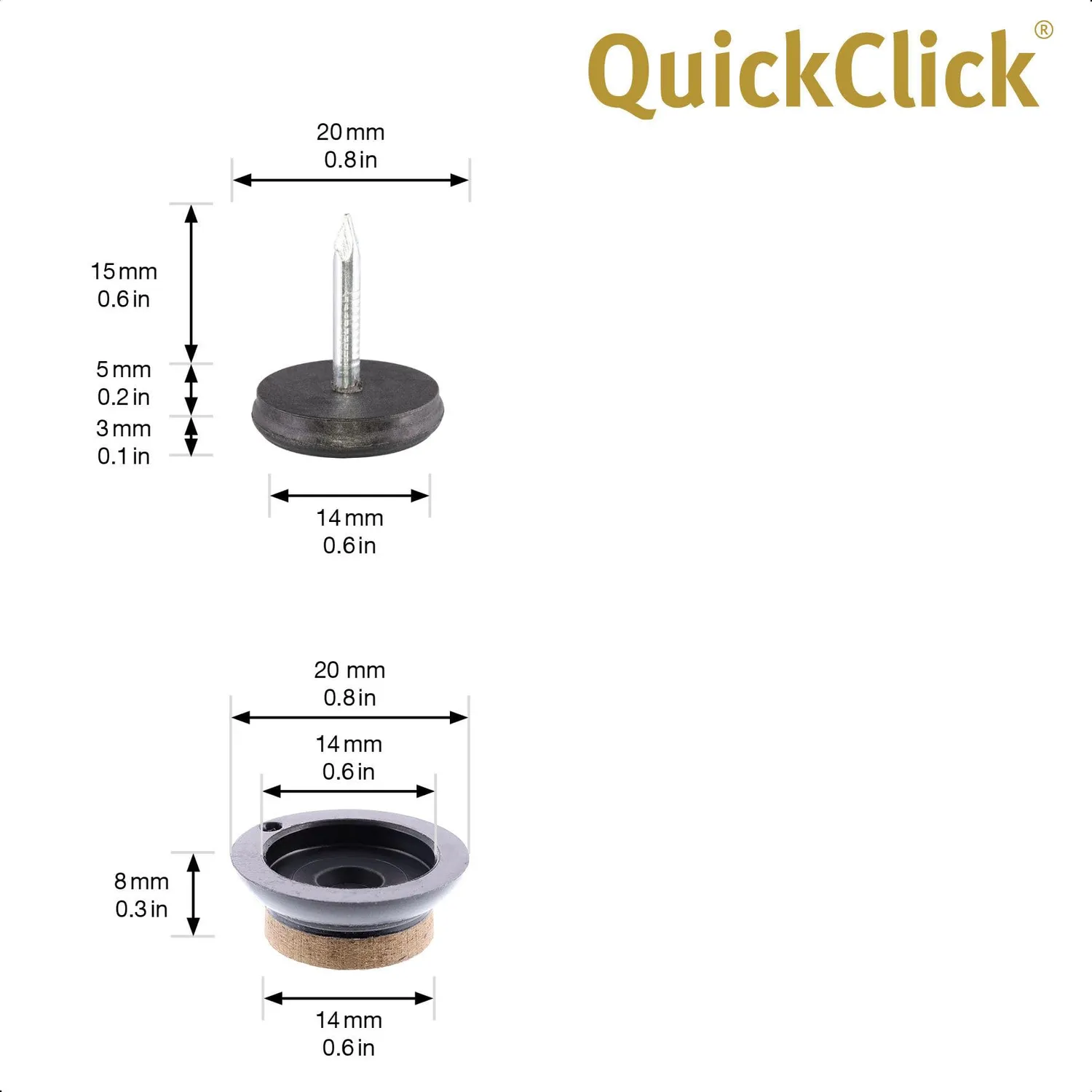 Wagner QuickClick 16780380 feltrini chiodo 4 pezzi Ø20mm