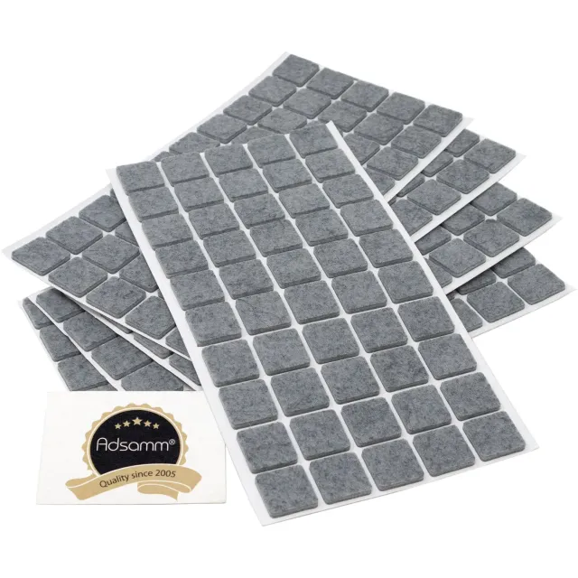Adsamm Feltrini Adesivi Quadrati Grigi 20x20 mm Feltro 250 Pezzi Silenziosi