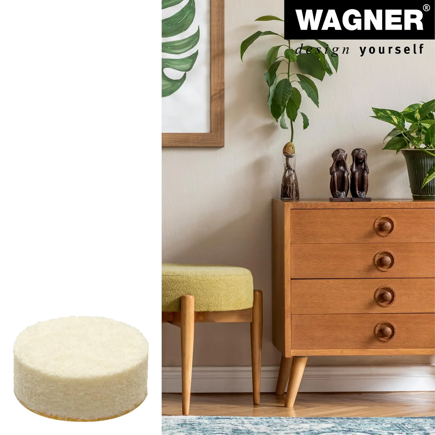 Wagner Big Pads 15121699 feltrini lana 15 mm crema 16 pezzi