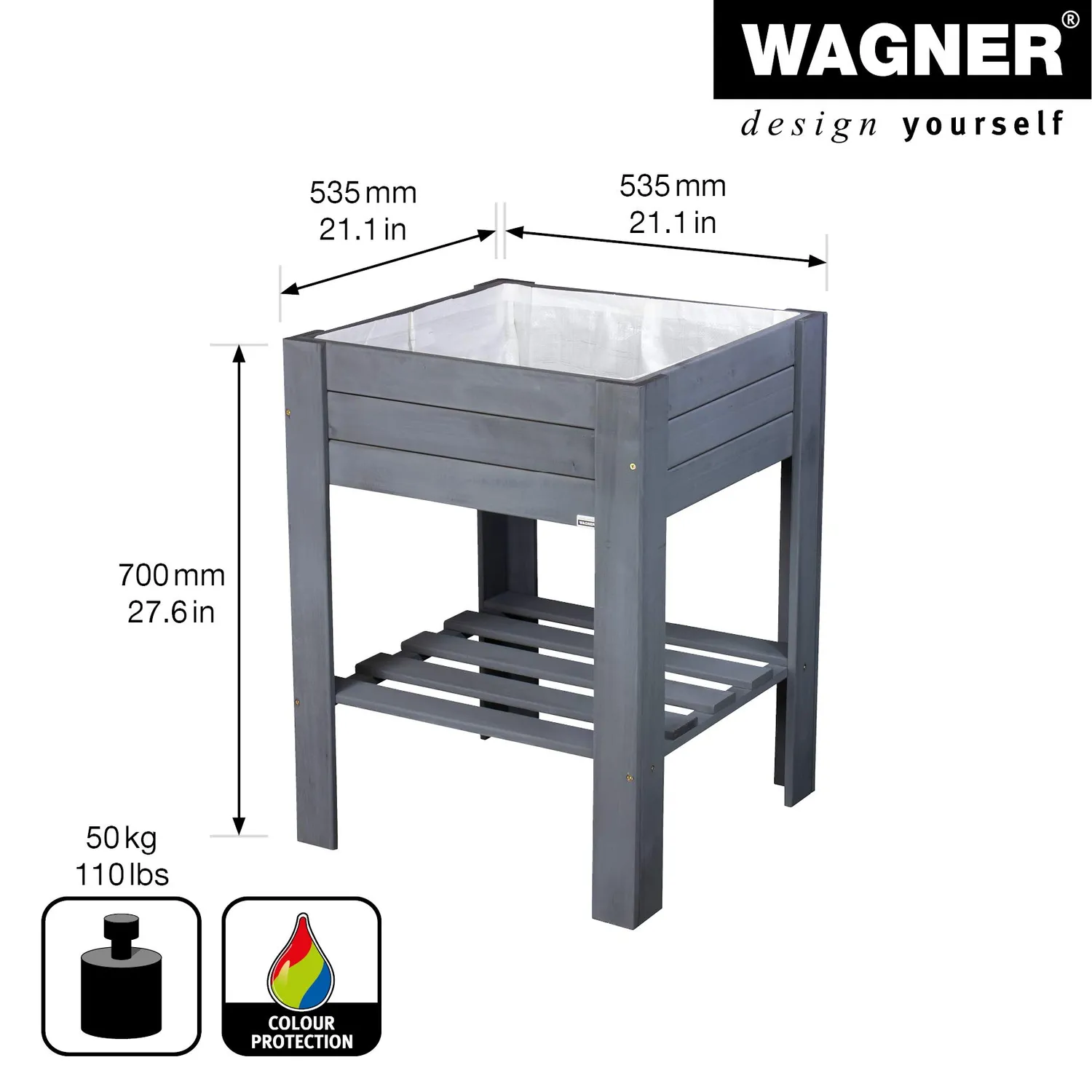 Wagner GreenBOX Light Aiuola Rialzata Antracite 53,5 cm