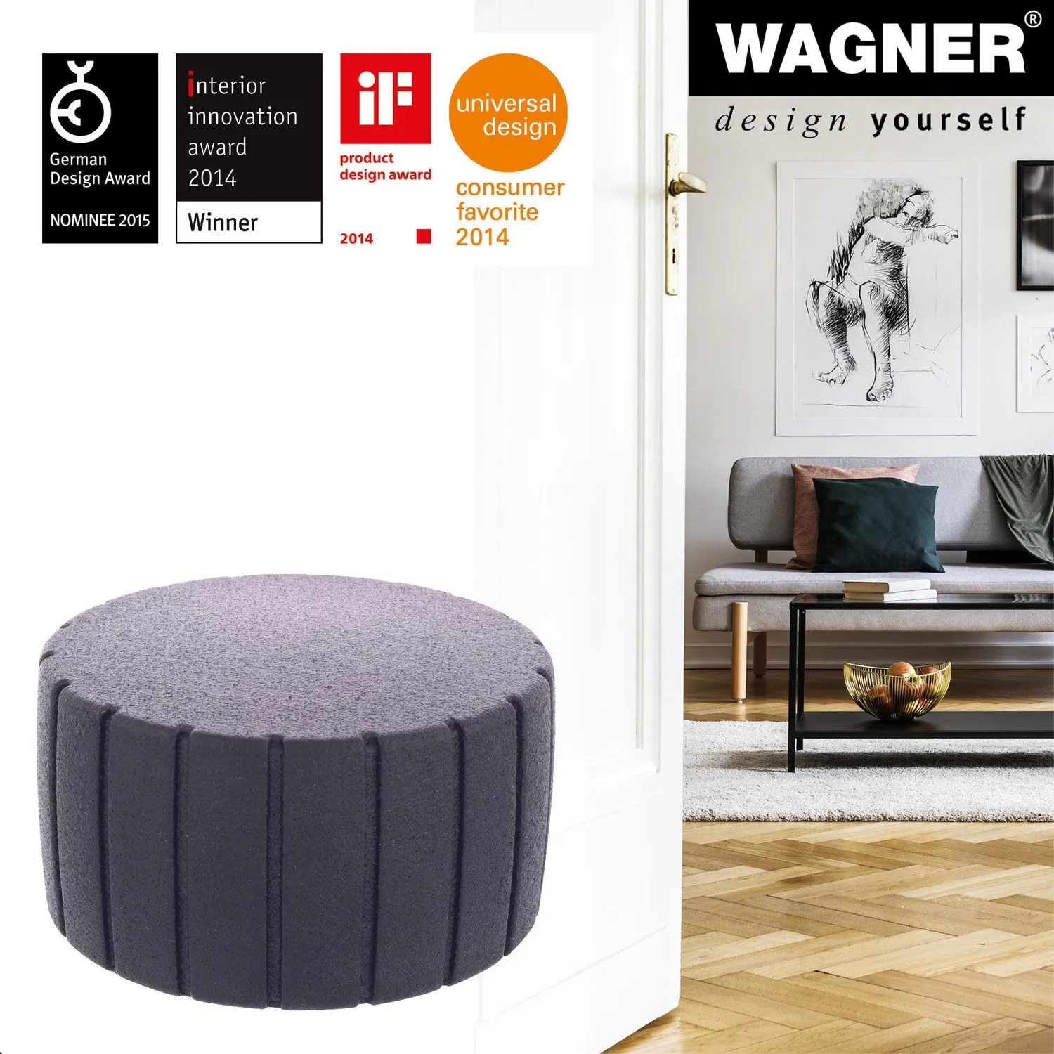 Wagner Screw or Glue Round 15518311 fermaporta nero