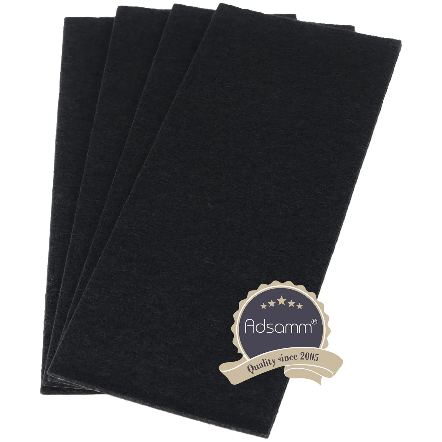 Adsamm Fogli Feltro Adesivo Neri 80x180 mm Rettangolari 4 Pezzi 3,5 mm