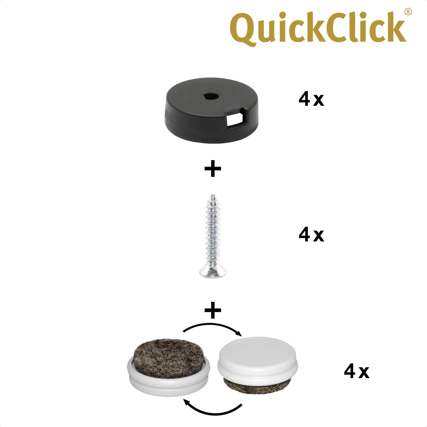 WAGNER QuickClick DUO feltrini Ø 25 mm set 4 pezzi 2in1